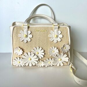 Betsey Johnson Rafia Daisy Purse Bag Handbag